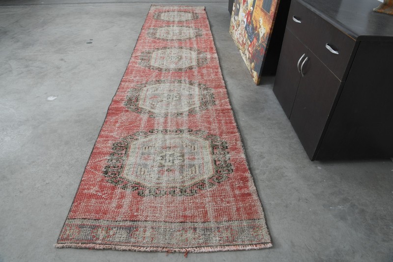 3x12 turkish runner rug, hand-knotted vintage oushak rug runner, boho decor, 150 gallery