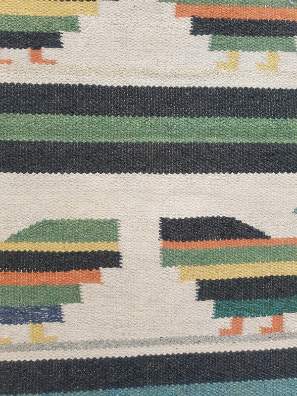 Vintage Traditional Handmade Scandinavian Style Wool Multicolor Kilim 4.5x2.7 ft gallery