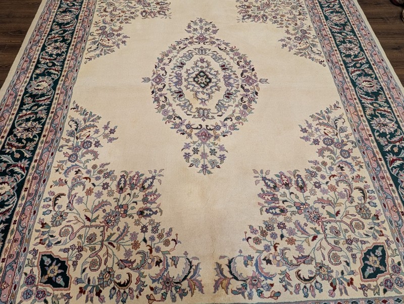Indo Per'sian Kirman Rug 9x12, Open Field, Hand Knotted Wool Carpet gallery