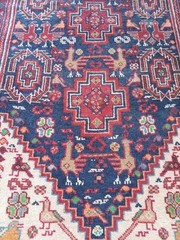 Antique Edge Deformed Heriz Runner Rug Rare Fine Geometric Pictorial Hand Rug C