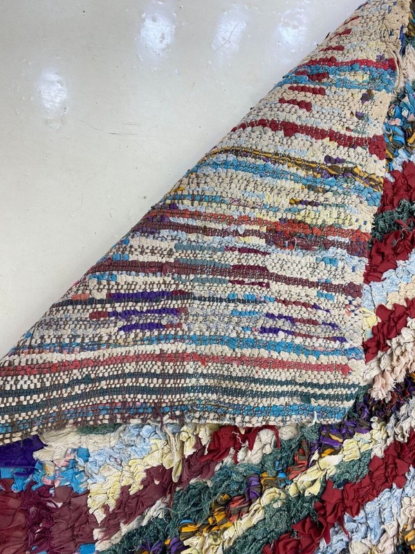 Moroccan Boucherouite Vintage Berber Rug, Shaggy Striped Home Carpet 3'2x6'1 ft gallery