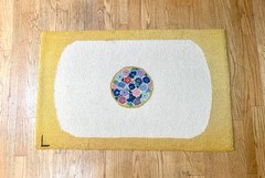 Vintage Hand-Hooked Vibrant Yellow and White Floral Centerpiece 48″ X 30″ Rug
