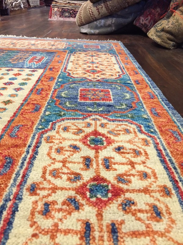 Genuine Hand Knotted Green Blue Oushak Heriz Geometric Rug Carpet 8’x10’5”,#69 gallery
