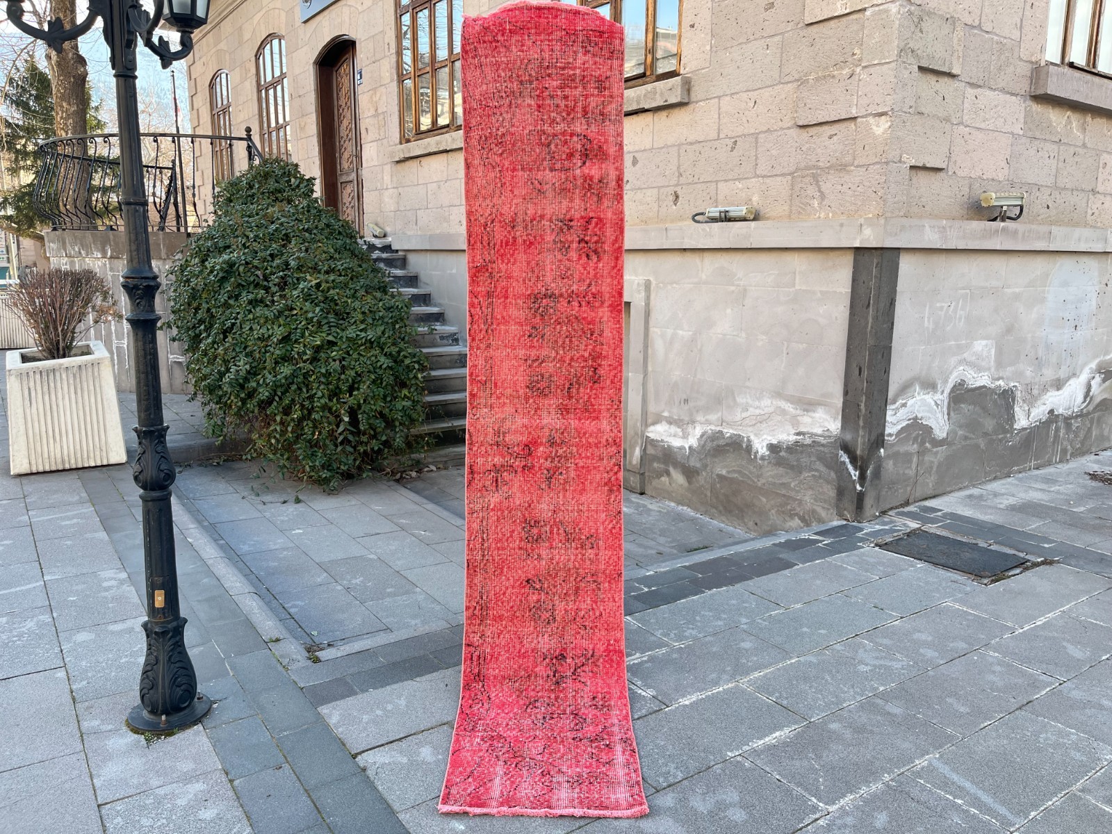 Overdyed 1.7x9.2 ft Vintage Turkish Runner Rug – Coral Pink Skinny Runner gallery