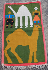Vintage Handmade Egyptian Pictorial Wool Kilim Rug 102×65 cm