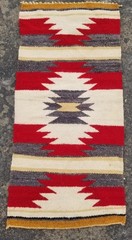 Vintage Handmade Native American Navajo Gallup Throw Wool Rug 84 x 38 cm