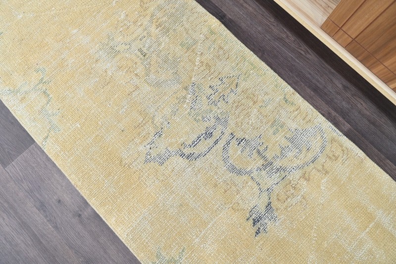 Vintage Turkish Runner Rug 2x10ft Wool Anatolian Handmade Hallway Oushak BEIGE gallery