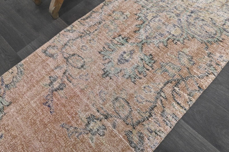 Vintage Turkish Runner Rug 3x11ft Wool Anatolian Handmade Hallway Oushak PEACH gallery