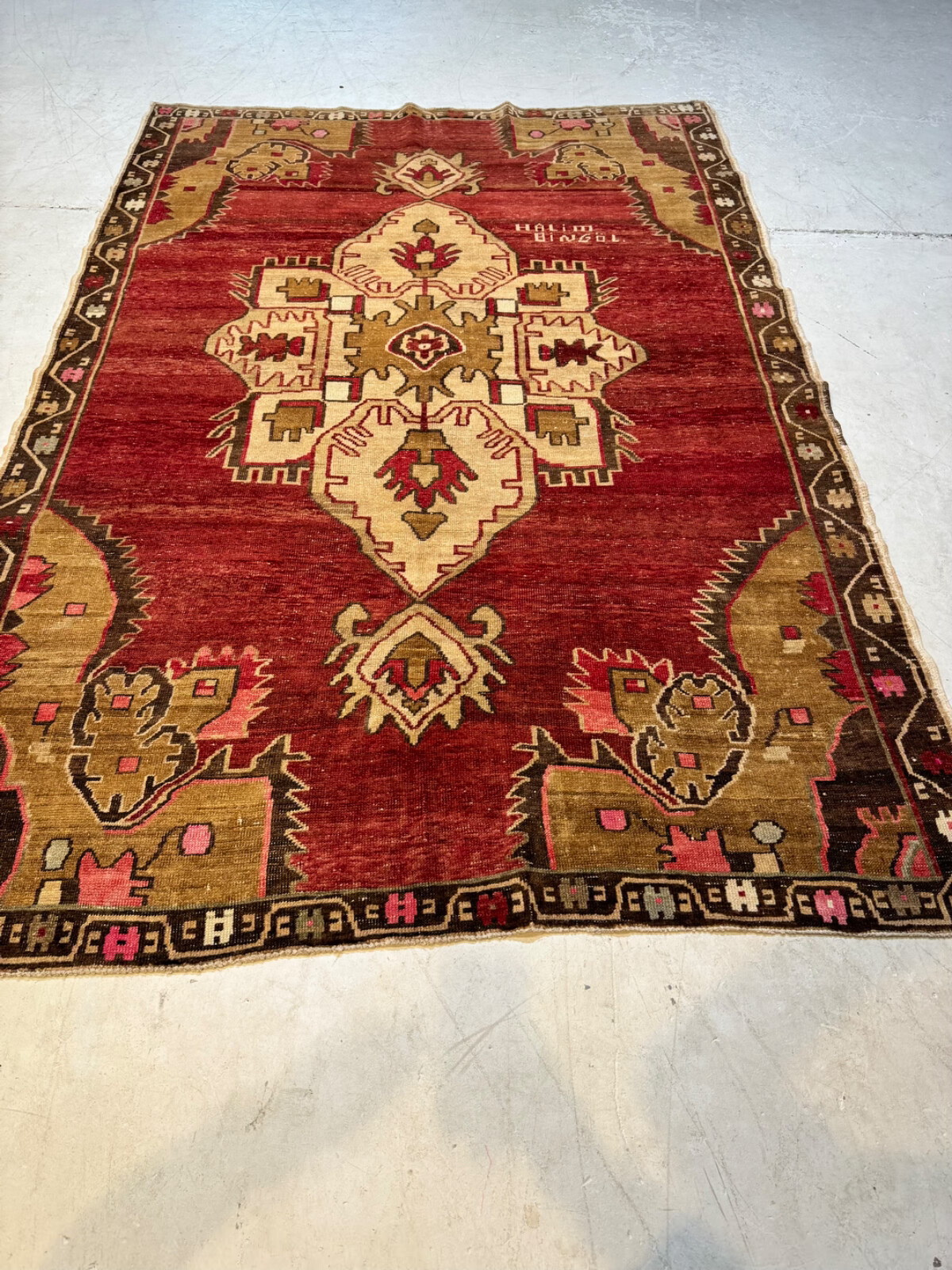 Oriental Hand-Knotted Wool Gallery Size Turkish Oushak Red/Ivory/Gold 6'10" x 10 gallery