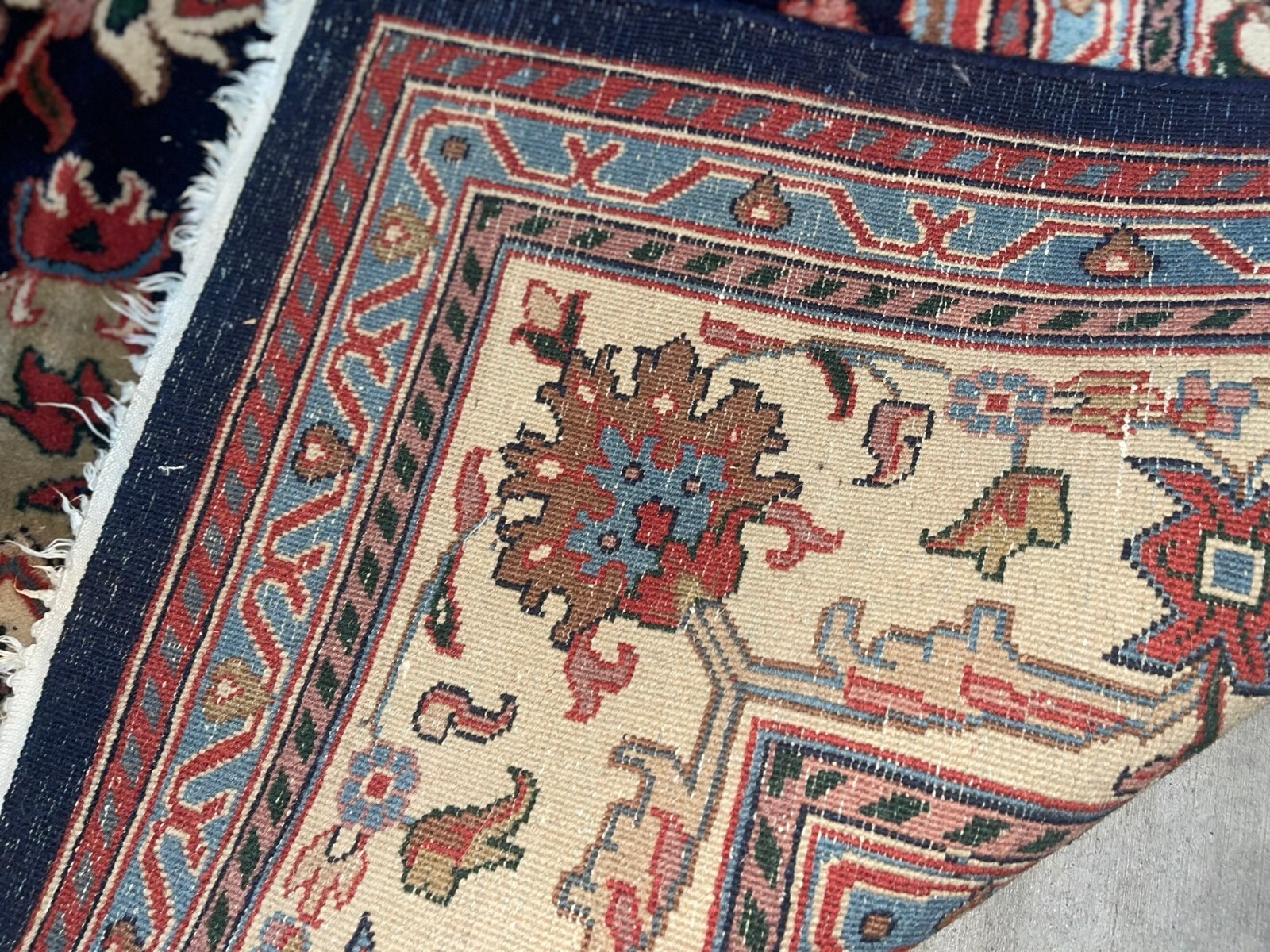 VINTAGE ORIENTAL RUG UNUSUAL DESIGN HANDKNOTTED WOOL 9' 7" X 8' gallery