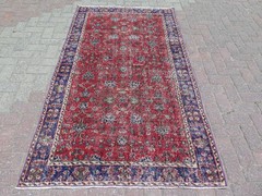 Vintage Turkish Handmade Distressed Red Carpet, Classical Wool Kilim Rug 46″x82″