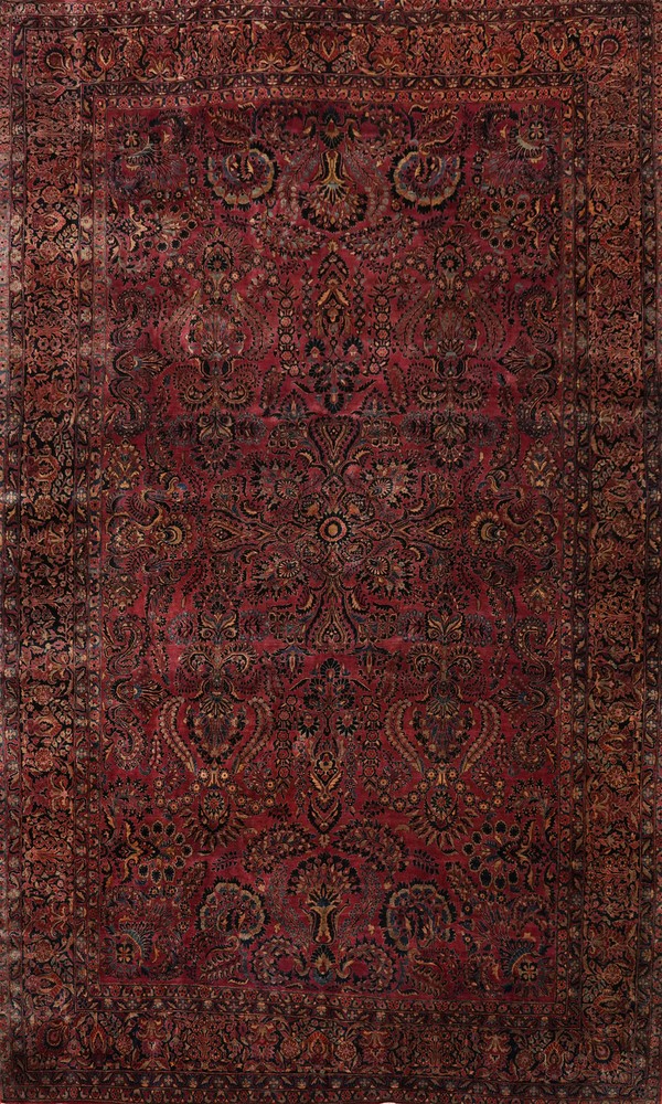Vegetable Dye Red Antique Floral Large Rug 13x19 Ft Palace Size Wool Carpet