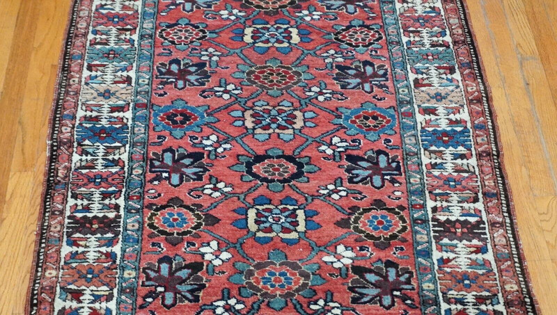 Antique Herizz Runner Hand Knotted Wool Veg. Dye Long Hallway Rug 3'5" x 18' gallery
