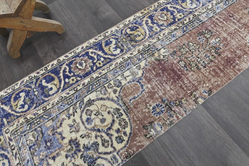 Vintage Turkish Runner Rug 2x8ft Wool Anatolian Handmade Hallway Oushak COPPER gallery