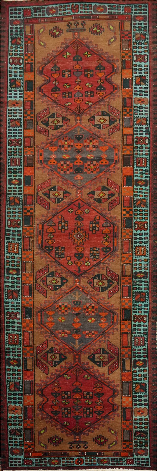 Traditional Geometric Pattern Handmade Wool Rug Runner 3x11 ft Vintage Carpet gallery