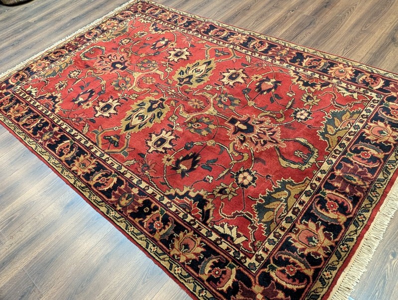 Indo Per'sian Sarouk Rug 6x9, Mahal Carpet, Wool, Allover Pattern, Red gallery