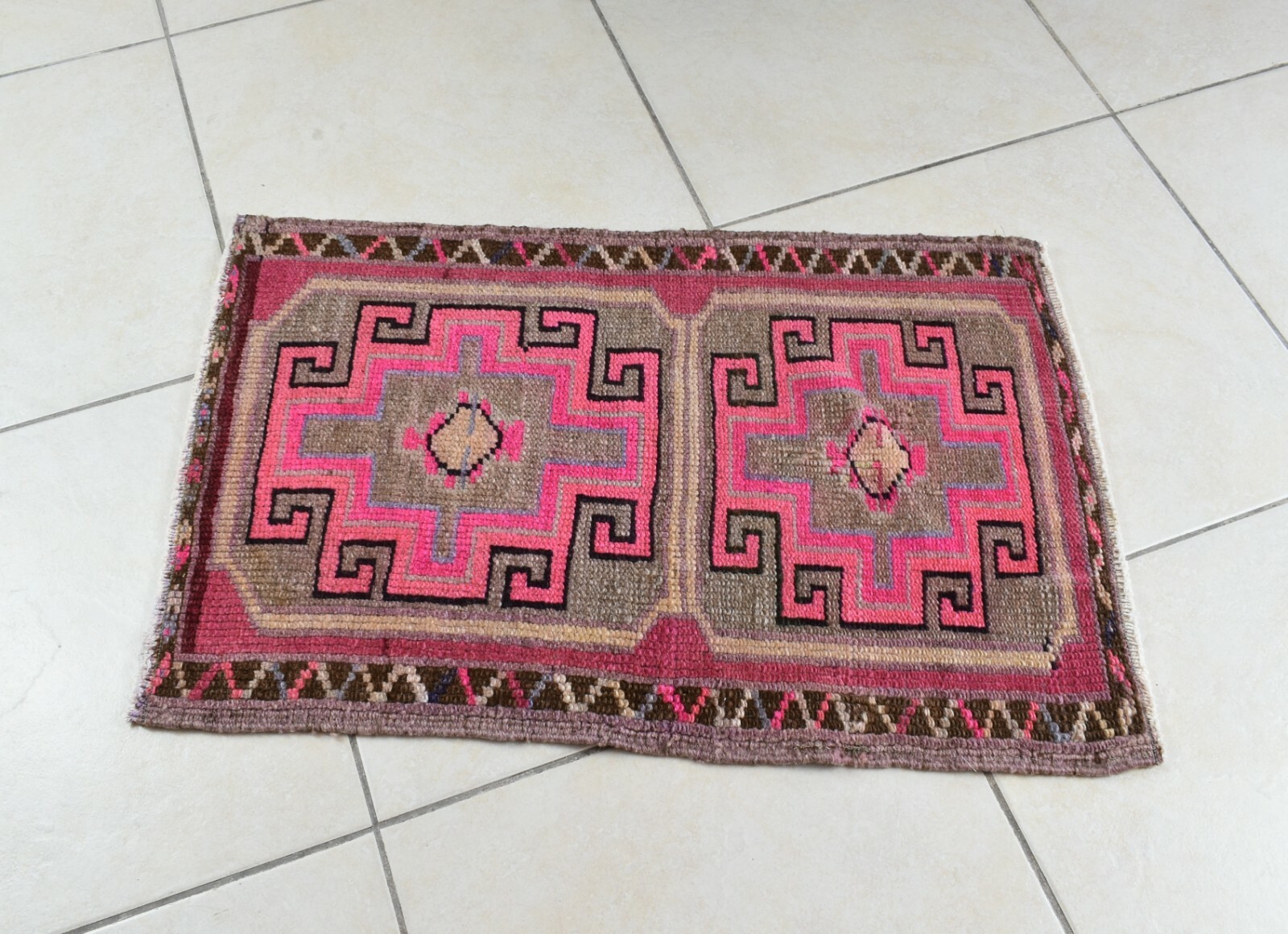 Oushak Runner 2.4x1.5 ft Vintage Turkish Rug Small Runner Anatolian Rug Y52 gallery