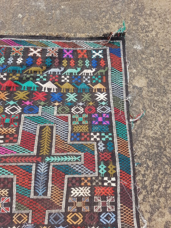 Vintage Traditional Handcrafted Tunisian Kilim Rug for Home Décor 140x90 cm gallery