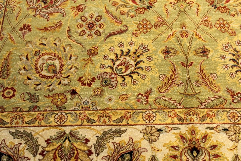 Top Quality 8X10 Handmade rug, Floral Design vegetable dye Light green color gallery