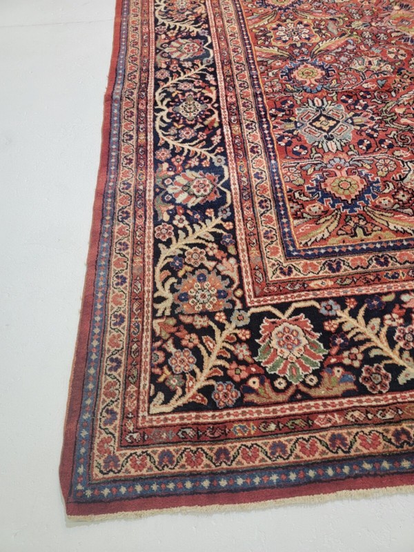 Antique Oriental Hand-Knotted Wool Area Rug Red/Navy Blue/Ivory/Blue 12' x 16' gallery