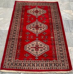 Vintage Afghan Rug, Jaldar Bokhara Rug, Traditional Area Carpet (3×5 ft.)