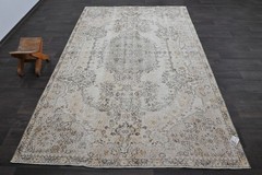 ?Oushak Turkish Vintage Rug 6×9 Kilim Rug Anatolian Handmade Boho Decor BEIGE