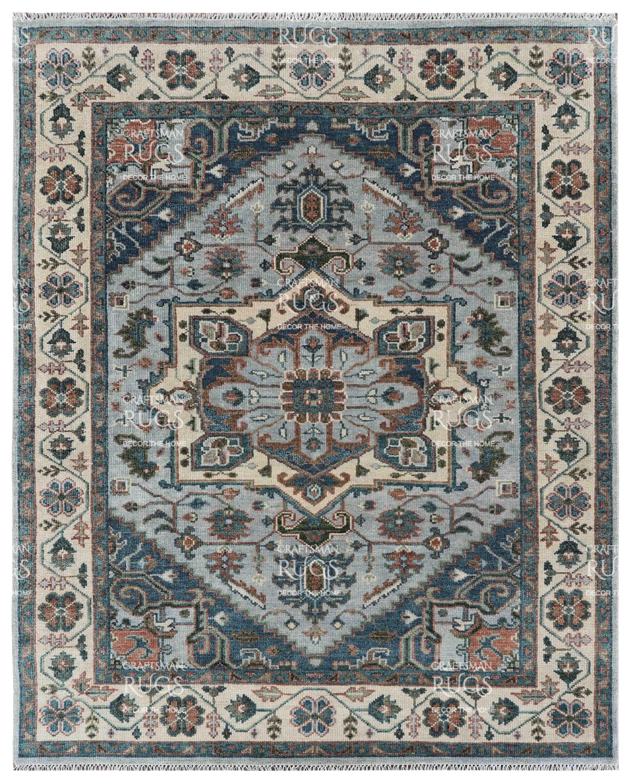 8x10 Light Blue & Ivory Hand made Traditional Living Area Rugs, 8x10ft gallery