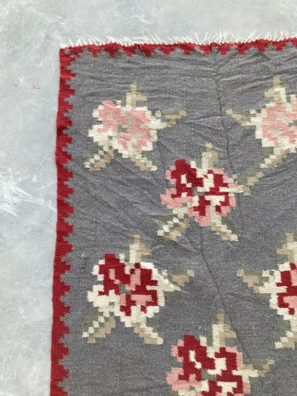 Vintage Traditional Handmade Bessarabian Romanian Wool Kilim Floor Rug 245x74 cm gallery