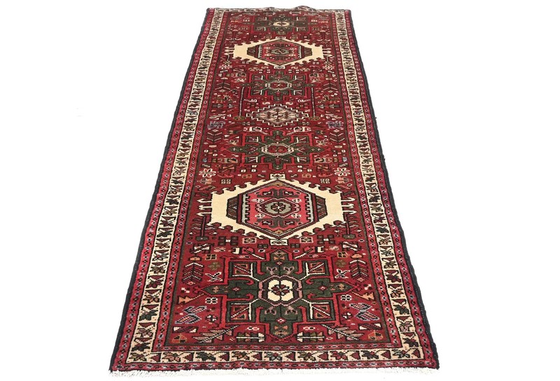 Vintage Hand-Knotted Oriental Runner Rug 3X8 ft Tribal Geometric Style Carpet gallery