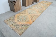 Oushak Runner Rugs Turkish Hand-Knotted Hallway Carpet Vintage Rug 3×13 ft 667