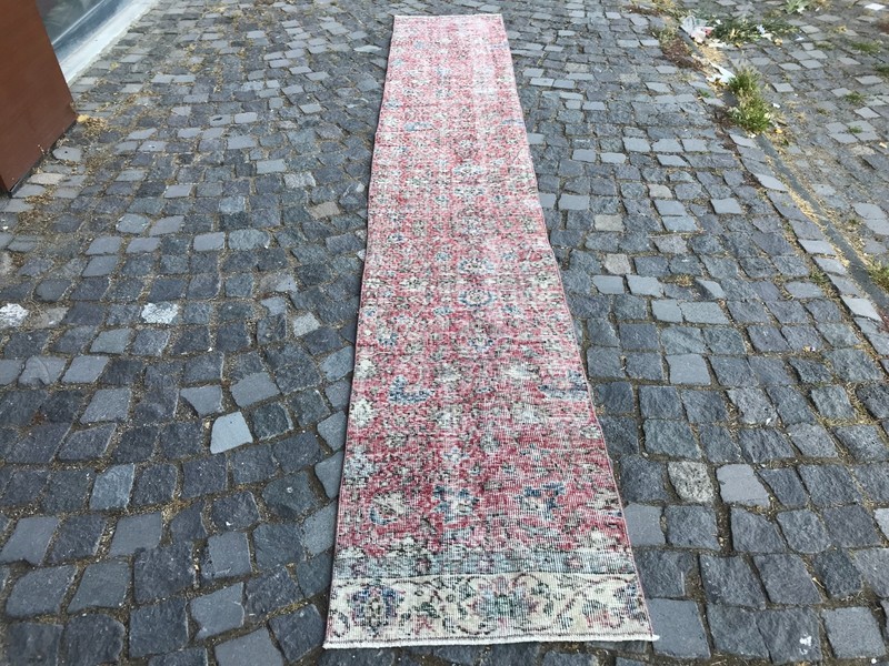 Bohemian Runner Rug, Turkish Vintage Rug, Handmade Wool Rug, 1,9 x 11, ft gallery