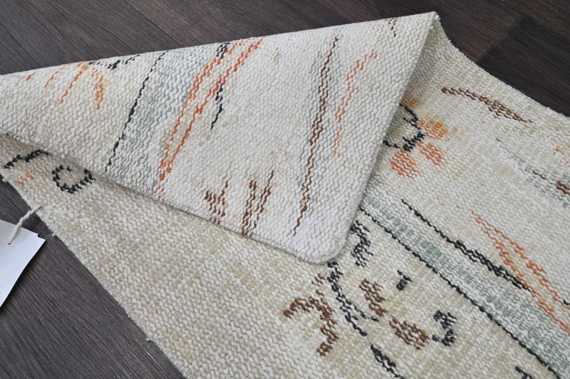 Oushak Turkish Doormat Rug 1x2 BEIGE Anatolian Handmade Vintage Small Kilim Rug gallery