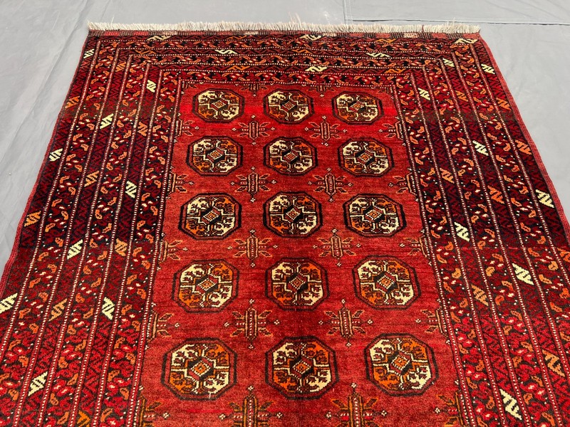 3'5x6'9 ft Turkoman Bokhara All-Over Elephant Foot Gul Handknotted Vintage Rugf gallery