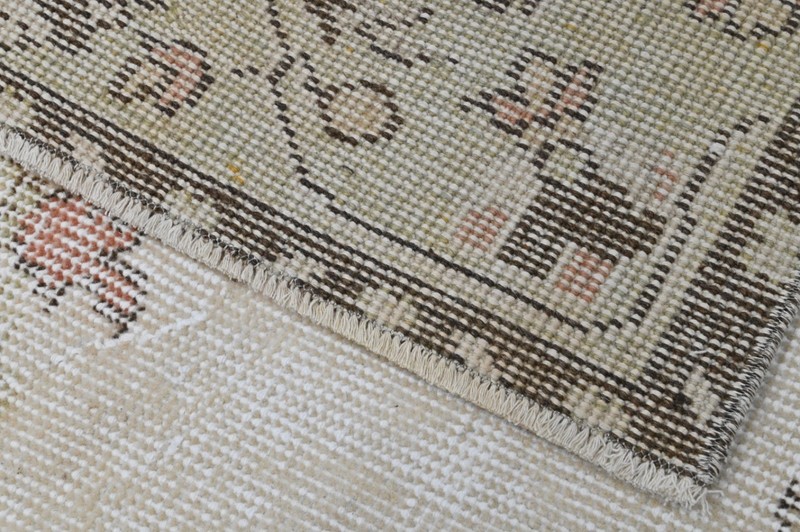 Vintage Turkish Oushak Rug, Beige 6x9 ft, Handmade Wool, Bohemian Anatolian gallery