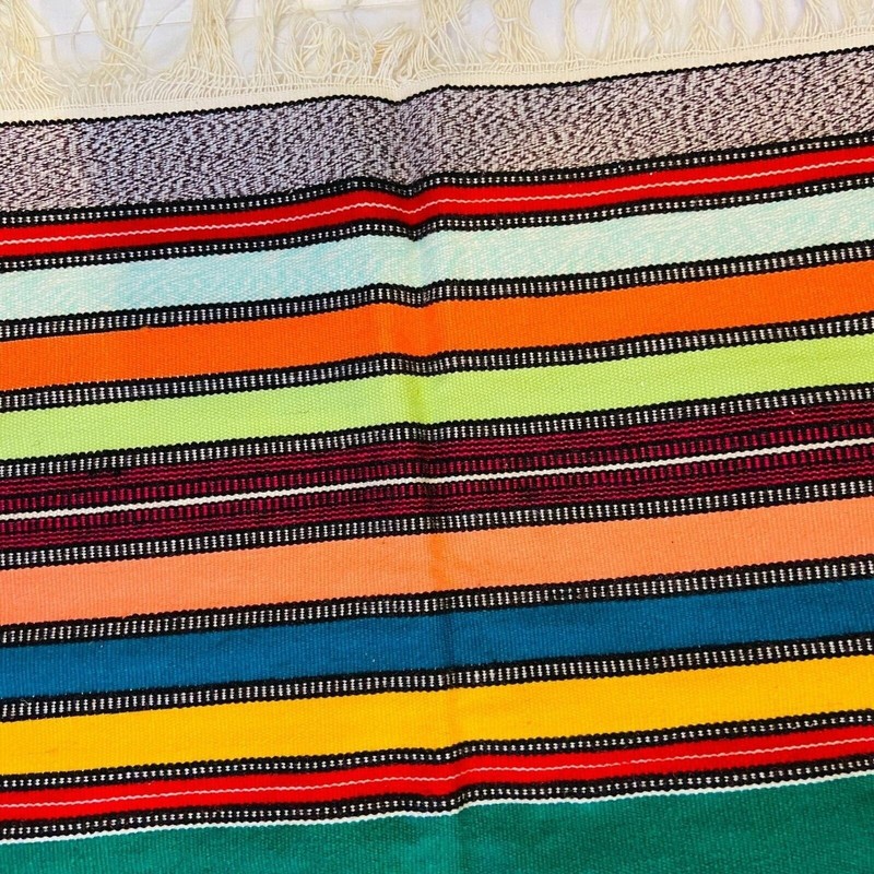 #4499 Wool handmade wall hanging rug 24x64 multi color native america VTG gallery