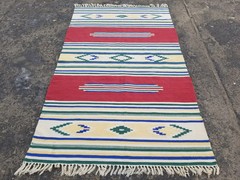 Antique Handwoven Native American Style Wool Multicolor Kilim 6×3.6 ft