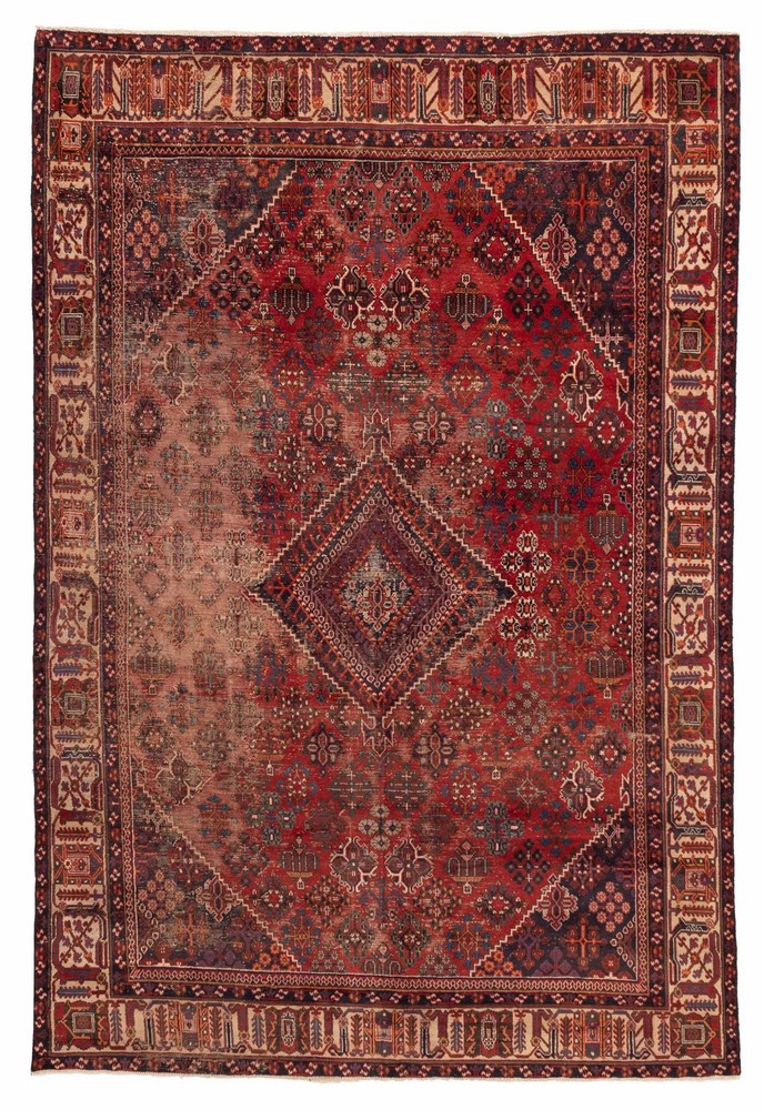Vintage 6'11" x 10'4" Traditional Hand Knotted Vegetable Dye Wool Area Rug