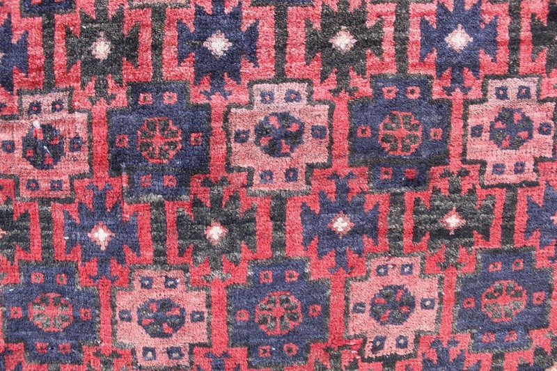Vintage Hand Made Traditional Oriental Wool Red Short Runner 151x63cm gallery