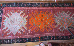 Turkish Kilim Rug Large 5’3″ x 11′ Woven Text Dated 1967 Banquet? Yoruk? Rare