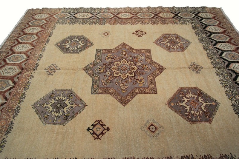 9x12 Magnificent Vintage Handmade Beige Area Rug Ikat Design Neutral Earth Tones gallery