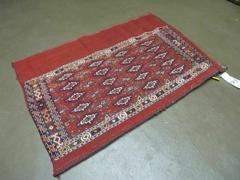 45" X 32" Antique Handmade Bokhara Turkoman Yomud Chuval Wool Rug Soumak NICE gallery