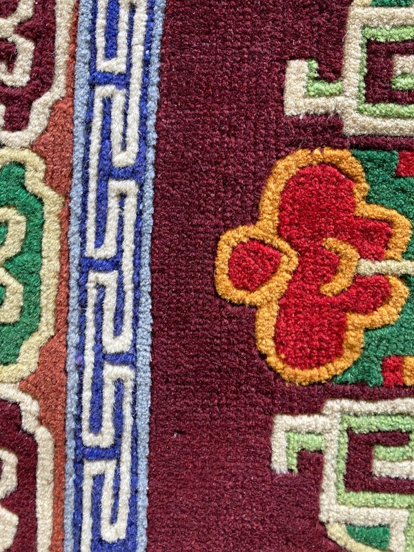 Vintage Chinese Tibetan Handmade Floral Multicolor Wool Rug 2 Carpet gallery