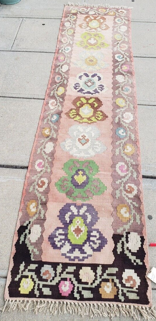 V084- ANTIQUE BESSARABIAN KILIM HAND WOVEN FLAT WEAVE runner 2.4x9.4 gallery
