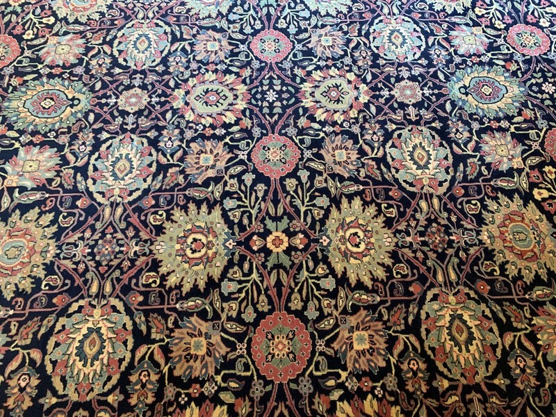 12' x18' MAHAL Design Handmade large Oriental Rug Navy blue background 12x18 FT. gallery