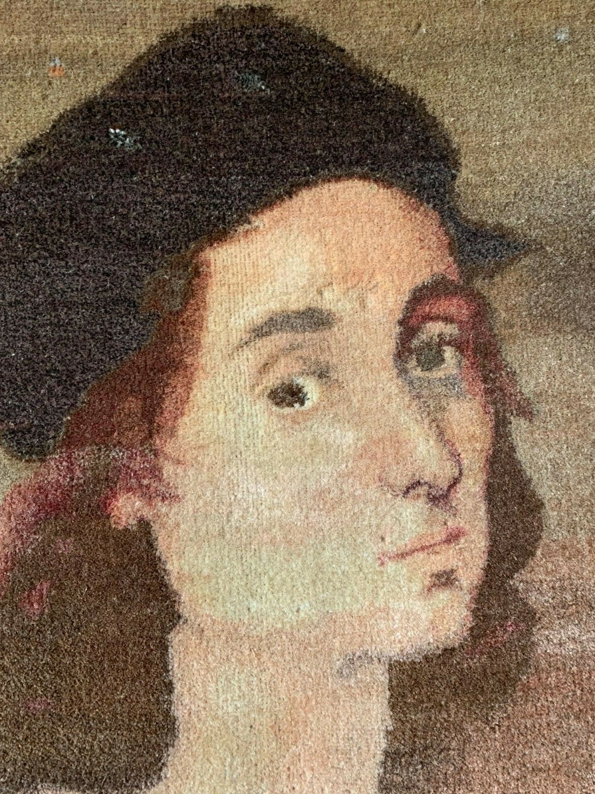 Antique Erly 19Th Century hand woven Portrait of (Raphael 1483-1520) gallery
