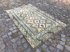 Turkish Antique rug Bohemian Area rug Oushak rug Vintage Rug Handmade Wool rug