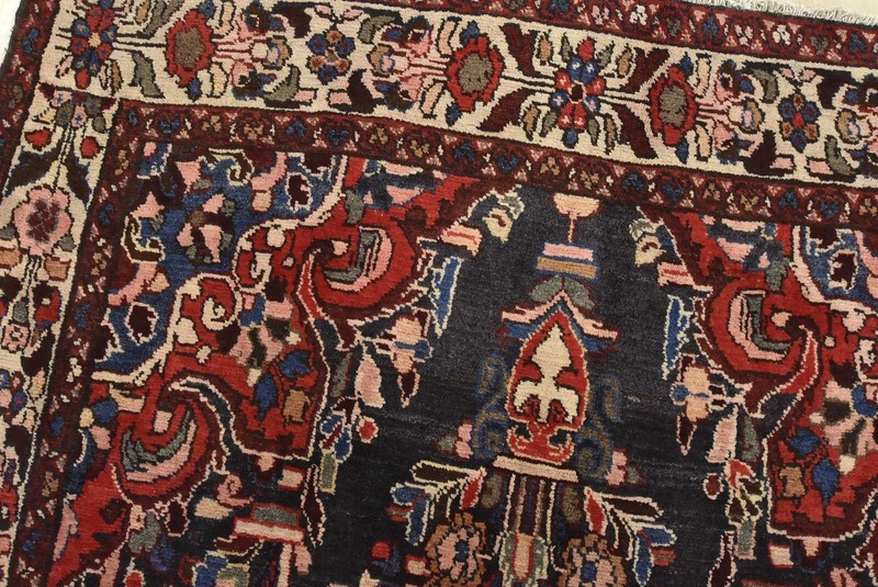 Vintage Oriental Rug 4’6” x 10’3” Blue Wool Traditional Hand-Knotted Carpet gallery