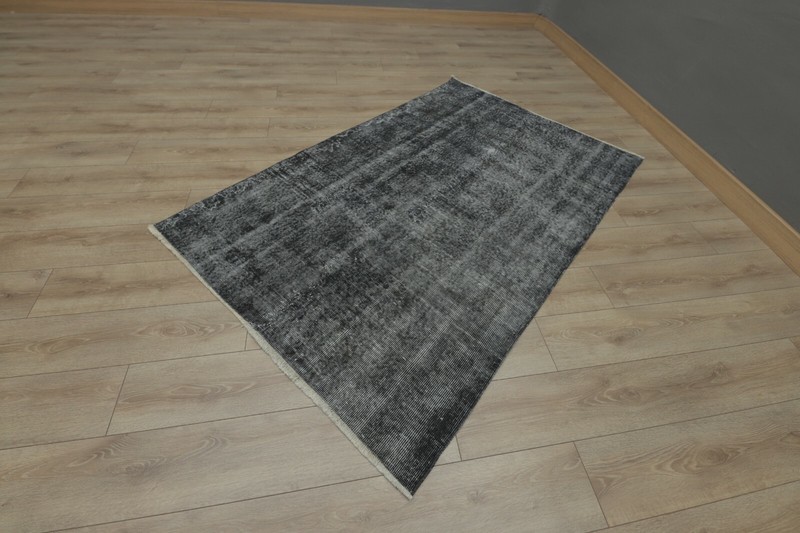Sparta Gray Accent Rug Traditional Vintage Handwoven Overdyed Wool Carpet 4x7 ft gallery