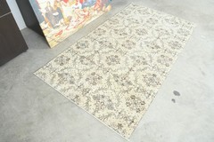 4×7 Turkish Antique Area Rug Anatolian Hand-Knotted Vintage Oushak Carpet,1459