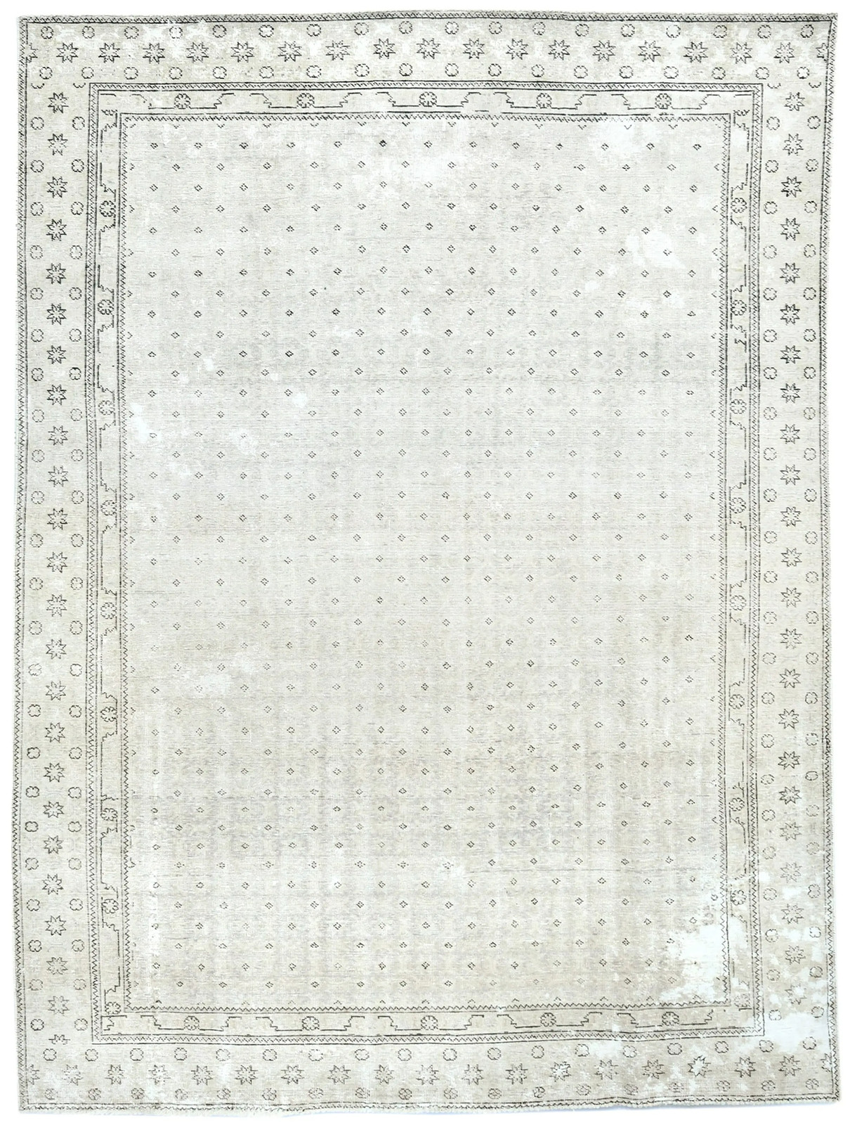 Distressed Vintage Oriental Rug Antique Carpet Allover Floral Design 7'5X10'6 ft gallery